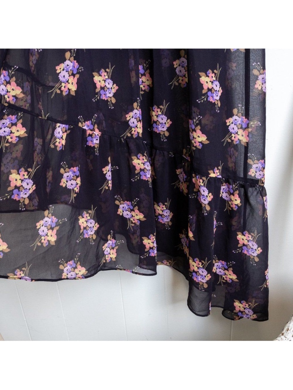 Marciano Black Sheer Floral High-Low Dress - Picture 5 of 10